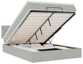 vidaXL Οθωμανικό κρεβάτι με στρώμα&LEDs Ανοιχτό γκρι 140x190cm Βελούδο