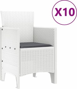 vidaXL Σέτ φαγητού για κήπο 11 pcs Λευκό Πολυράτταν και Αλουμίνιο