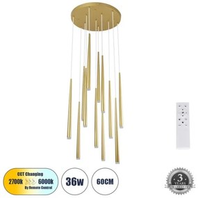 Κρεμαστό Φωτιστικό Οροφής LED 36W 3960lm TEARS Globostar-61314-Χρυσό 61314