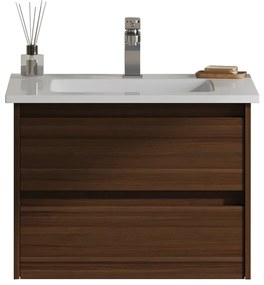 Έπιπλο Μπάνιου Πάγκος Με Νιπτήρα Evelyn 60 S3BEVE060BR 60x47cm Brown-White Ξύλο,Πορσελάνη