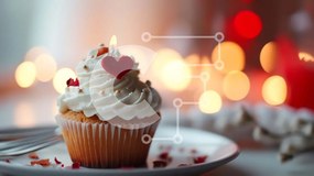 Σετ των 2 Intra Συλλεκτικό Ξύλινο Παζλ Plywood 4mm - Λαχταριστό Cupcake με Κόκκινο και Λευκό Πάγωμα Σε Ξύλινο Κουτί - Διαστάσεις: 10x10 cm – 25 κομμάτια