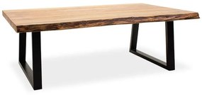 Coffee table Miles solid wood 4cm natural-legs black 115x72x41cm 115x64x43 εκ.