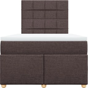 vidaXL Κρεβάτι Boxspring με Στρώμα Σκούρο Καφέ 120x200 εκ. Υφασμάτινο