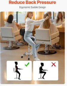 VEVOR Saddle Stool Swivel Stool with Backrest PU Leather Height Adjustable Black