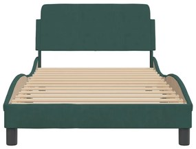 Πλαίσιο Κρεβατιού με Κεφαλάρι Σκ. Πράσινο 100x200 εκ. Βελούδινο - Πράσινο