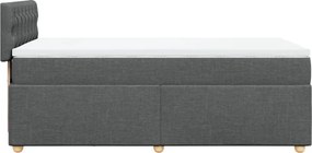 vidaXL Κρεβάτι Boxspring με Στρώμα Σκούρο Γκρι 90x190 εκ. Υφασμάτινο