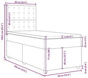 Κρεβάτι Boxspring με Στρώμα Taupe 90x190 εκ.Υφασμάτινο - Μπεζ-Γκρι