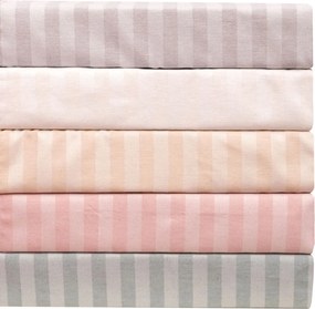 Σεντόνι Με Λάστιχο 160x200+25 Polycotton Σατέν ριγέ 850 Ροζ