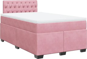 vidaXL Κρεβάτι Boxspring με Στρώμα Ροζ 120x200 εκ. Βελούδινο