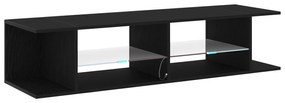 vidaXL Ντουλάπα τηλεόρασης με LED Φώτα Μαύρη Δρυς 135x39x30 εκ Επεξεργασμένο ξύλο