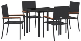 vidaXL Σετ Τραπεζαρίας 5 Τεμαχίων Μαύρο Πολυ Ράταν
