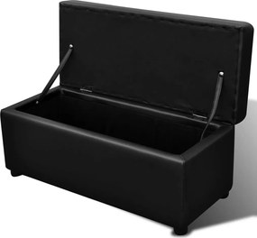 Ταμπουρέ &amp; υποπόδιο Συνθετικό δέρμα Μαύρο 3 τμχ