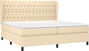vidaXL Κρεβάτι Boxspring με Στρώμα Κρεμ 200x200 εκ. Υφασμάτινο