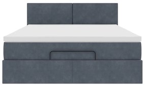 vidaXL Οθωμανικό κρεβάτι με στρώμα σκούρο γκρι 140x190cm Βελούδο