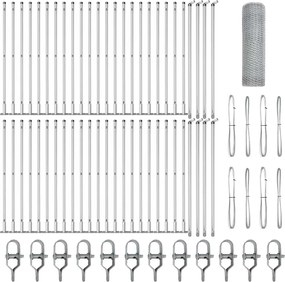 vidaXL Στύλος Περιφράξεων Ασημί 100 x 0,4 μ (25 mm πλέγμα) Ατσάλι