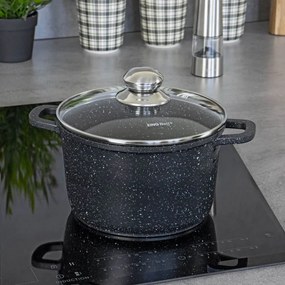 Βαθύ δοχείο Kinghoff KH 1599, 28 cm, 10 λίτρα, Μάρμαρο, Επαγωγή, Μαύρο