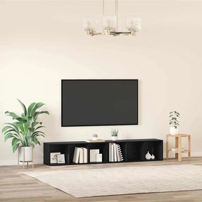 vidaXL Σετ επίπλου τηλεόρασης 2 pcs Μαύρη Οξυά Επεξεργασμένο Ξύλο