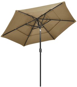 vidaXL Ομπρέλα Κήπου 3 Επιπέδων Taupe 2,5μ. Ιστό Αλουμινίου