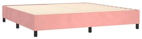 vidaXL Κρεβάτι Boxspring με Στρώμα &amp; LED Ροζ 200x200 εκ. Βελούδινο