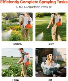 VEVOR 4 Gal Battery Powered Backpack Sprayer 0-90 PSI 4H Runtime for Yard Lawn