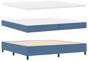 vidaXL Κρεβάτι με ελατήρια Μπλε και άσπρο 203 x 200 x 60 εκ Βελούδο