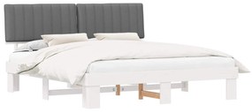 vidaXL Σκελετός Κρεβατιού με Επενδεδυμένο Κεφαλάρι Ανοιχτό γκρι
