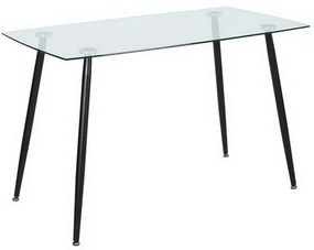 Τραπέζι Roby ΕΜ760,1 120x70x75cm Black Clear Μέταλλο,Γυαλί