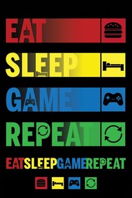 Αφίσα Eat Sleep Game Repeat, (61 x 91.5 cm)