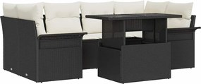 vidaXL Σετ Καναπέ Κήπου με μαξιλάρι 7 pcs Μαύρο Πολυ ράταν