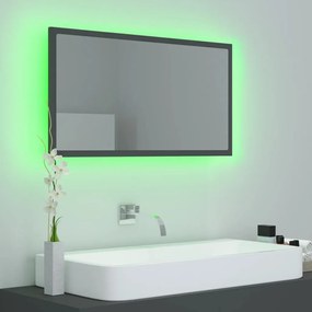 vidaXL Καθρέφτης Μπάνιου με LED Γκρι 80x8,5x37 εκ. από Ακρυλικός