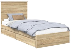 vidaXL Κρεβάτι Αποθήκης Δρύς Sonoma 100 x 200 cm Επεξεργασμένο ξύλο