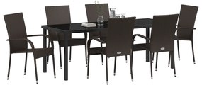 vidaXL 7 Τεμαχίων Σετ Εξωτερικής Τραπεζαρίας σε Καφέ Πολυρατάν