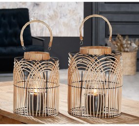 ΦΑΝΑΡΙ ARTELIBRE ΦΥΣΙΚΟ/ΜΑΥΡΟ RATTAN/ΜΕΤΑΛΛΟ 33CM