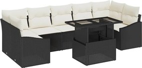 vidaXL Σετ Καναπέ Κήπου με αποθήκευση 8 pcs Μαύρο Πολυ ράταν