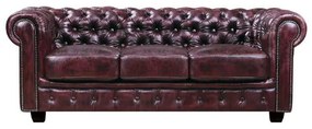 Καναπές 3θέσιος δέρμα Chesterfield antique red 201x92x72cm