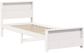 vidaXL Σκελετός Κρεβατιού Λευκό 90 x 190 cm Μασίφ ξύλο πεύκου