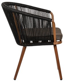 Πολυθρόνα Κήπου LOFOI Μαύρο/Καφέ Αλουμίνιο/Rattan 60x62x81cm - 14840010 - 14840010