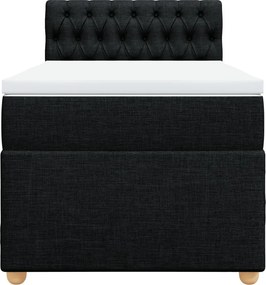 vidaXL Κρεβάτι Boxspring με Στρώμα Μαύρο 100 x 200 εκ. Υφασμάτινο