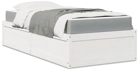 vidaXL Κρεβάτι με Στρώμα Λευκό 90x190 εκ Μασίφ Ξύλο Πεύκου