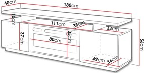 Έπιπλο τηλεόρασης Eva Plus-Leuko - 180.00Χ40.00Χ56.00cm