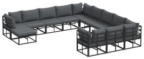 vidaXL Σετ Καναπέ Κήπου 12 pcs Μαύρο 71.5 x 71.5 x 71 εκ Αλουμίνιο