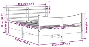 ΠΛΑΙΣΙΟ ΚΡΕΒΑΤΙΟΥ ΜΕ ΚΕΦΑΛΑΡΙ ΛΕΥΚΟ 140X200 ΕΚ. ΑΠΟ ΜΑΣΙΦ ΠΕΥΚΟ 3307045