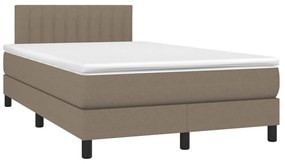 vidaXL Κρεβάτι Boxspring με Στρώμα &amp; LED Taupe 120x200 εκ. Υφασμάτινο