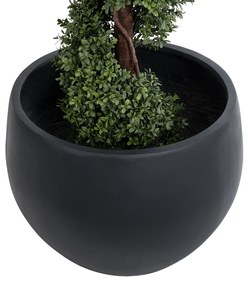 GloboStar® Artificial Garden VITORIA 20701 Διακοσμητικό Πολυεστερικό Τσιμεντένιο Κασπώ Γλάστρα - Flower Pot Μαύρο Φ55 x Υ40cm