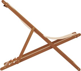 vidaXL Καρέκλες Παραλίας Πτυσσόμενες 2 τεμ. Μπεζ Ύφασμα &amp; Μασίφ Ξύλο