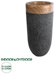 20745 GloboStar® Artificial Garden BELLAGIO 20745 Επιδαπέδιο Πολυεστερικό Τσιμεντένιο Κασπώ Γλάστρα - Flower Pot Μαύρο με Καφέ Φ42 x Υ91cm