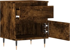 vidaXL Κομοδίνα 2 τεμ. Καπνιστή Δρυς 40 x 35 x 50 εκ. Επεξεργ. Ξύλο