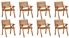 Καρέκλες Κήπου 8 τεμ. από Μασίφ Ξύλο Ακακίας με Μαξιλάρια - Κρεμ