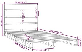 ΠΛΑΙΣΙΟ ΚΡΕΒΑΤΙΟΥ ΜΑΥΡΟ 75X190 ΕΚ ΜΑΣΙΦ ΠΕΥΚΟ 2FT6 SMALL SINGLE 3120161