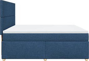 vidaXL Κρεβάτι Boxspring με Στρώμα Μπλε 200x200 εκ. Υφασμάτινο